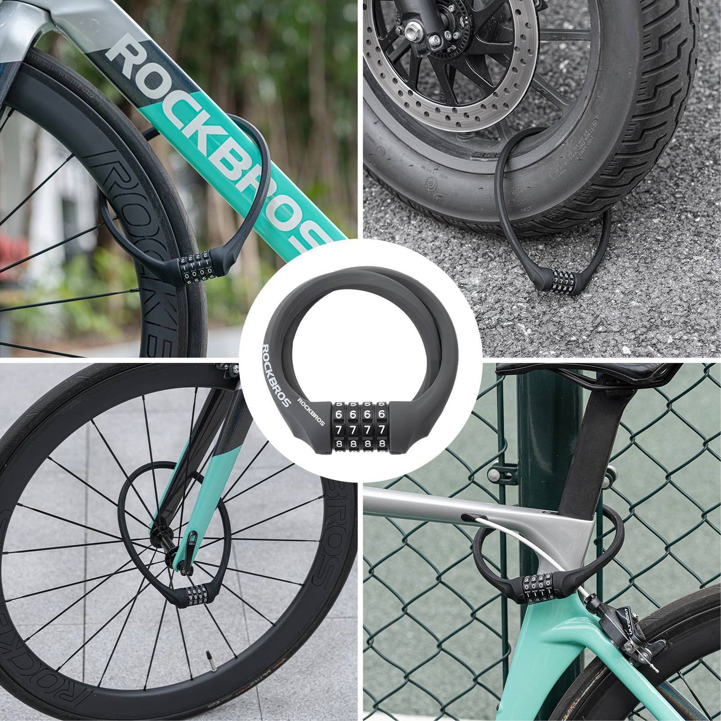 ROCKBROS Fahrradschloss mit 4-Stellig Zahlencode 65cm lang