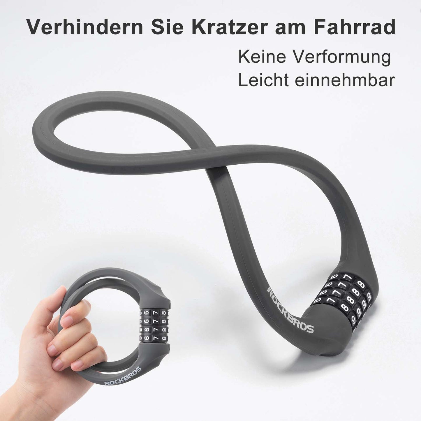 ROCKBROS Fahrradschloss mit 4-Stellig Zahlencode 65cm lang