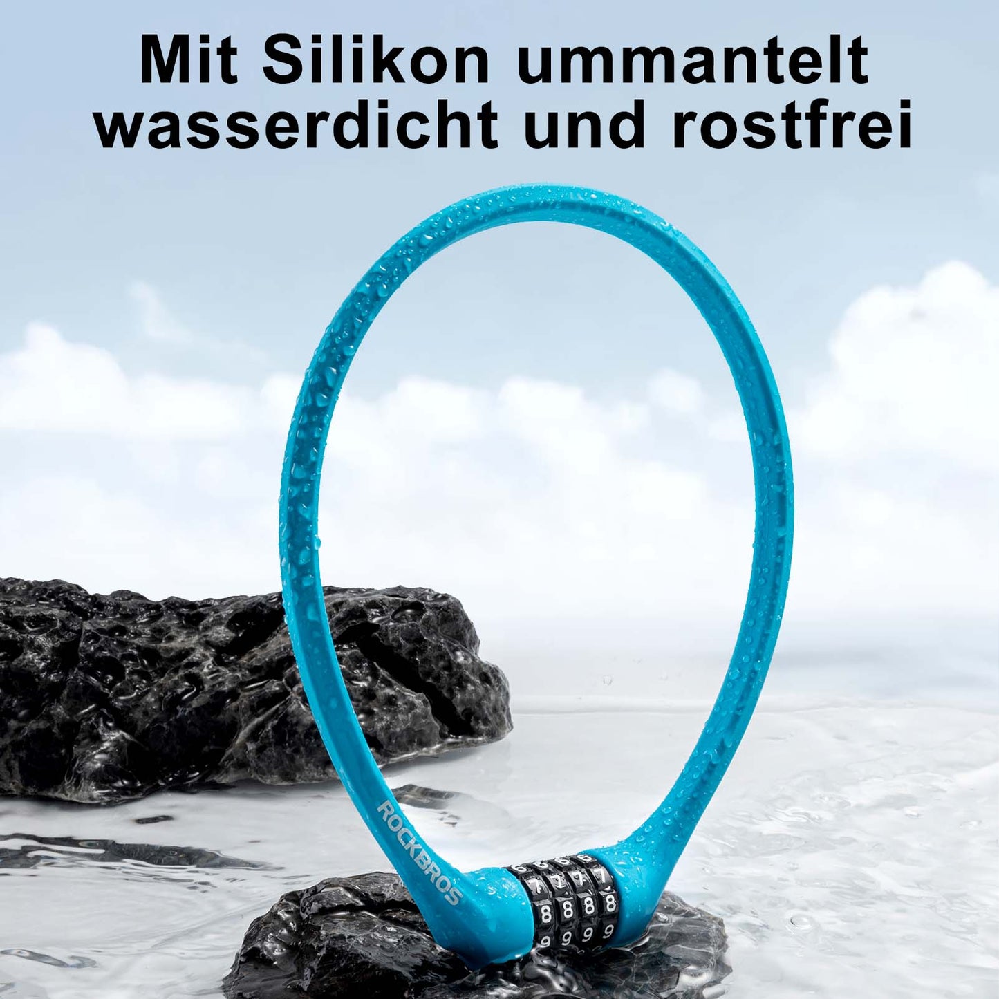 ROCKBROS Fahrradschloss mit 4-Stellig Zahlencode 65cm lang