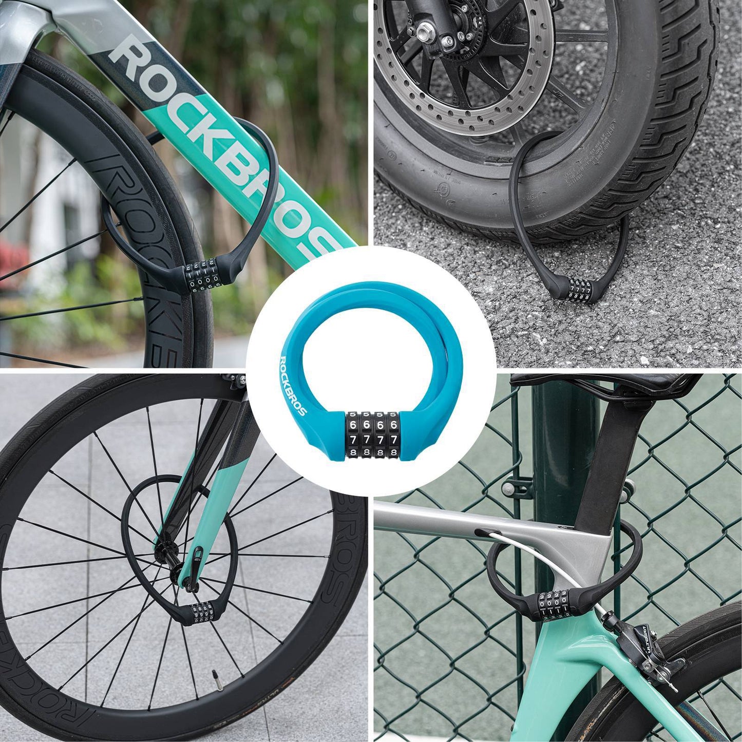 ROCKBROS Fahrradschloss mit 4-Stellig Zahlencode 65cm lang
