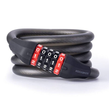 ROCKBROS Fahrradschloss mit 5-stelligem Zahlencode aus PVC und Stahl