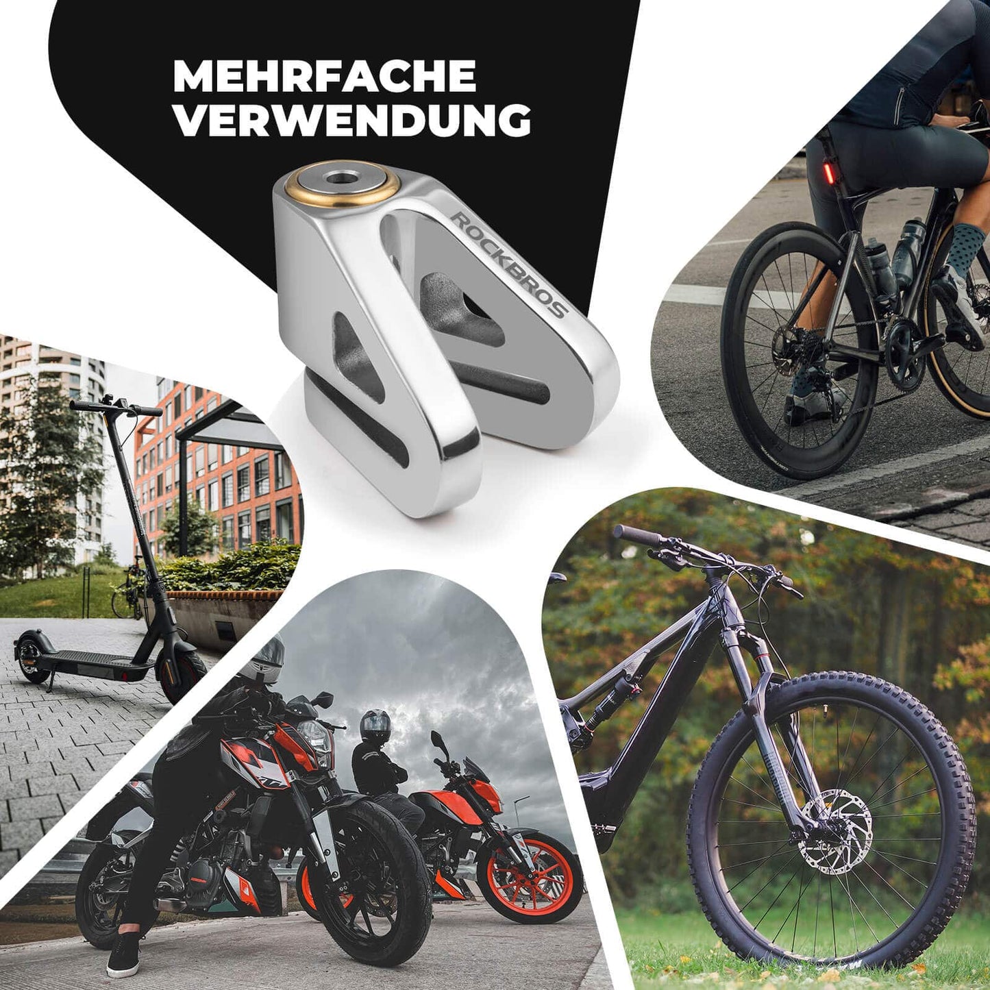 ROCKBROS Fahrradschloss Wasserdicht Sicherheitsschloss für Motorrad/Fahrrad