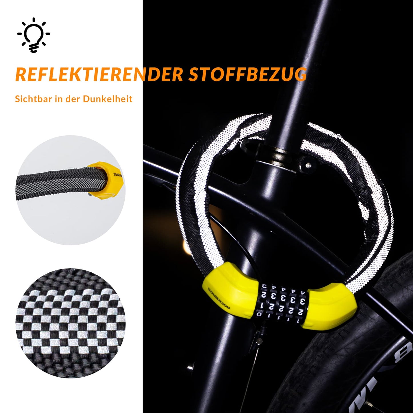 ROCKBROS Fahrradschloss Zahlenschloss 19mm Dickes