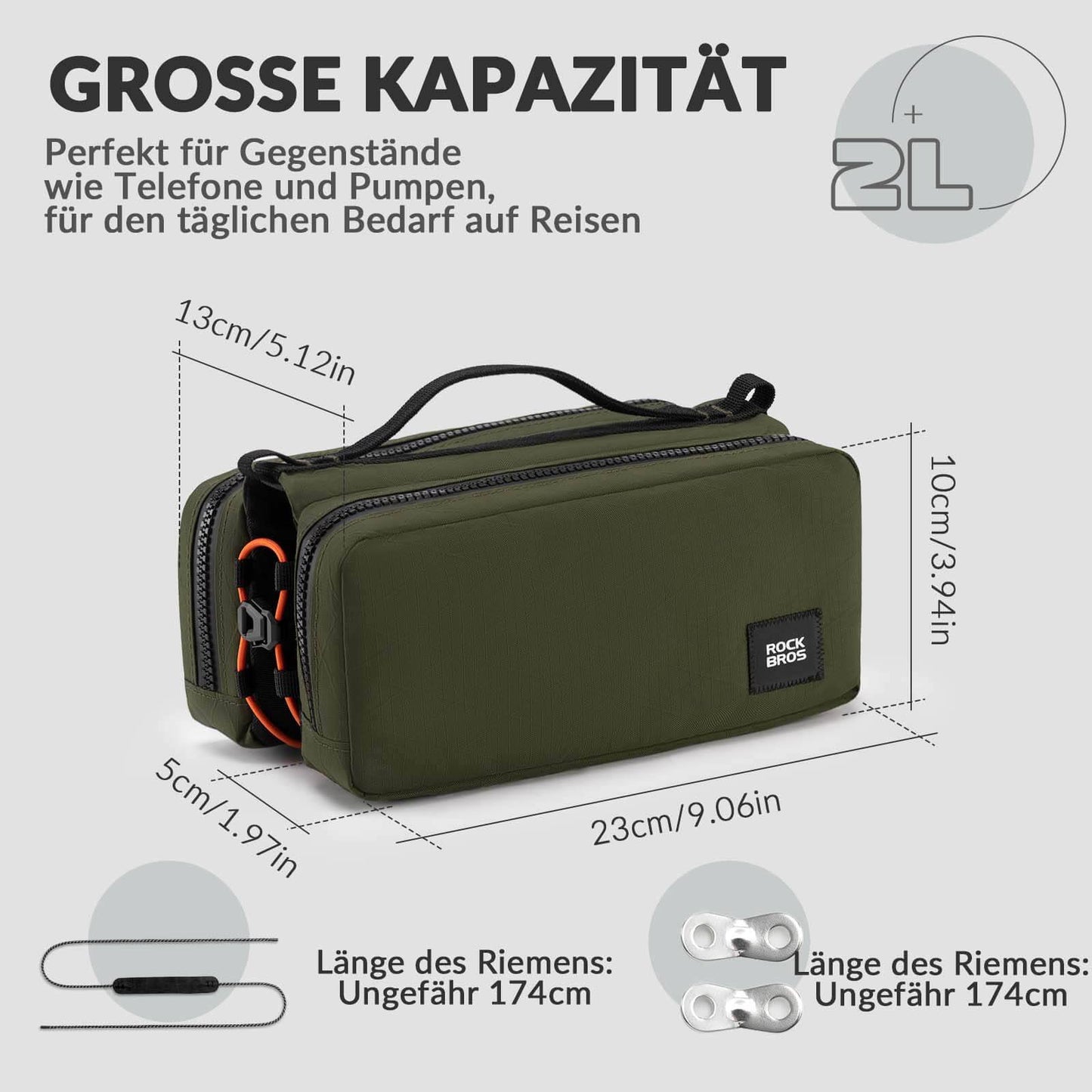 ROCKBROS Fahrradtasche Rahmentasche mit Schultergurt Oberrohrtasche
