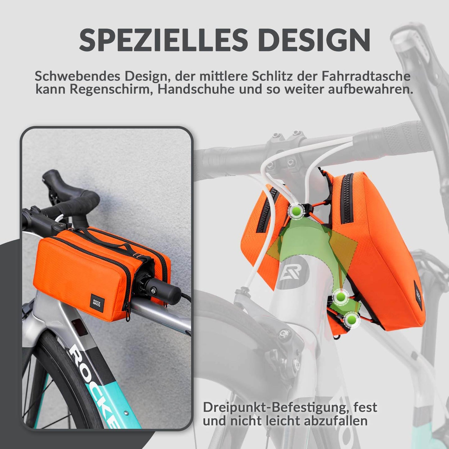 ROCKBROS Fahrradtasche Rahmentasche mit Schultergurt Oberrohrtasche