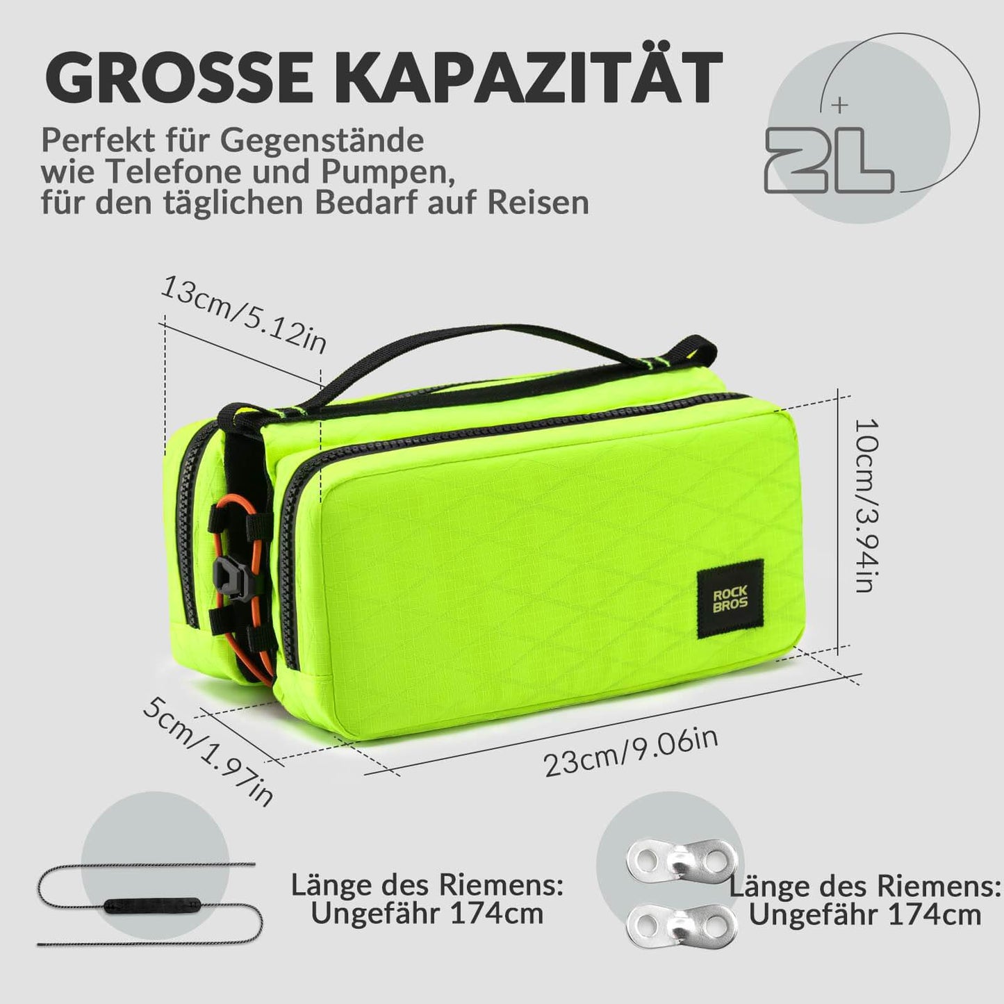 ROCKBROS Fahrradtasche Rahmentasche mit Schultergurt Oberrohrtasche