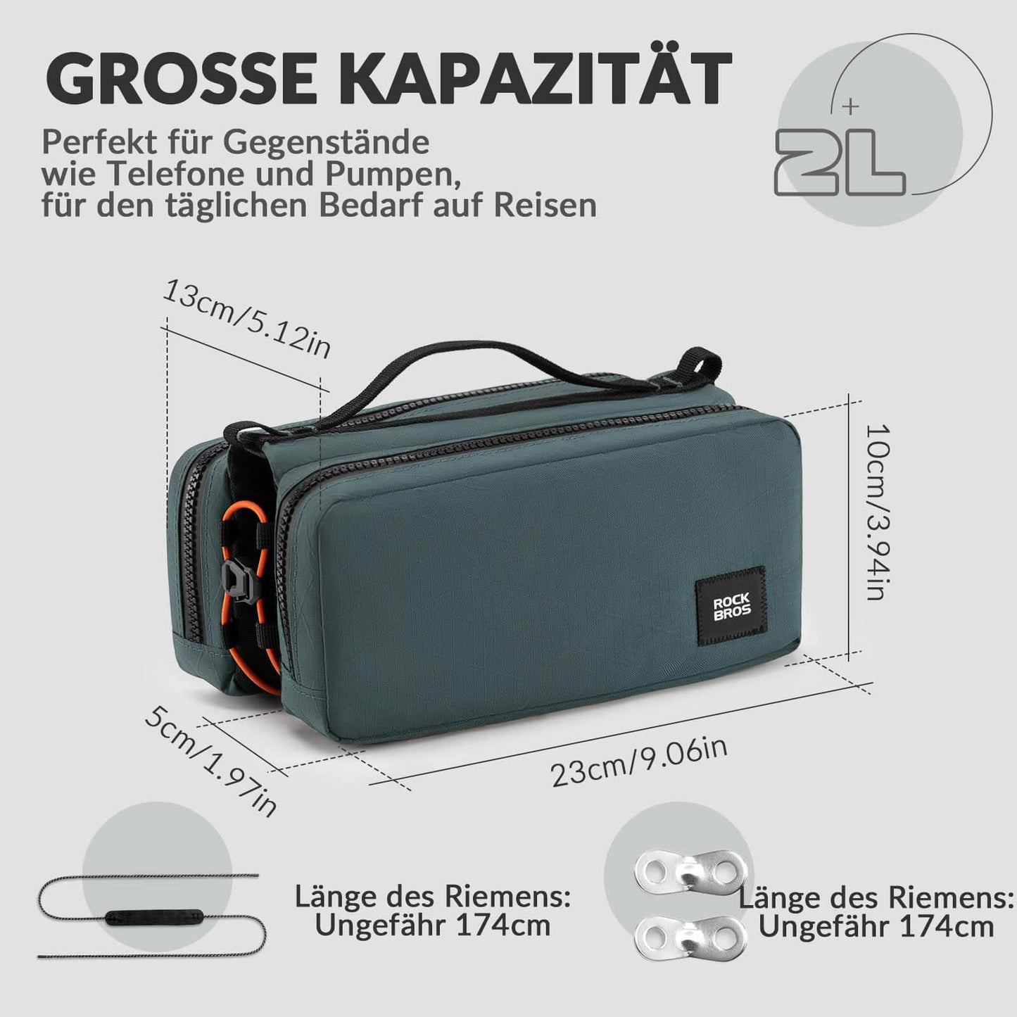 ROCKBROS Fahrradtasche Rahmentasche mit Schultergurt Oberrohrtasche