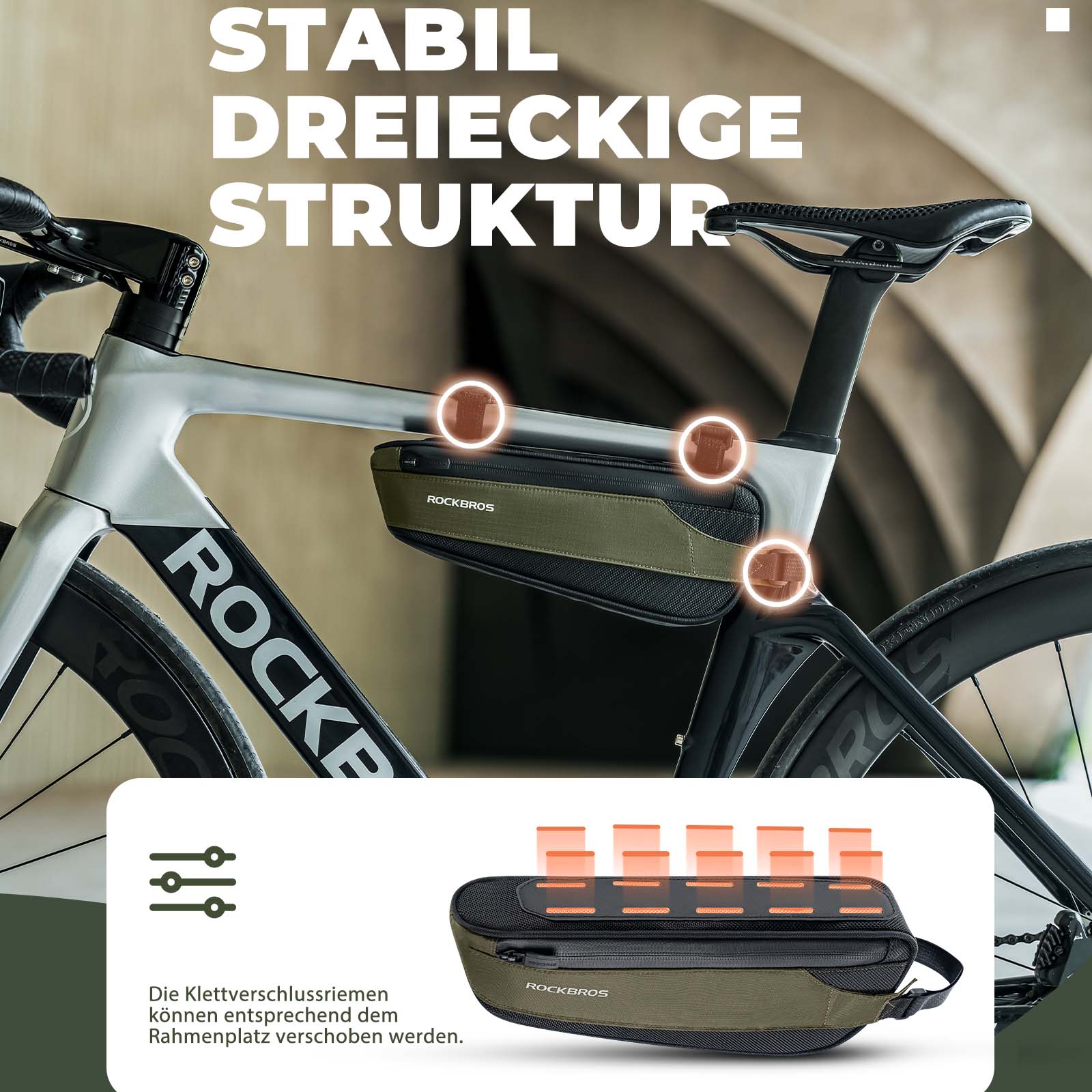 ROCKBROS Fahrradtasche Reflektierende Kapazität von 1,4L Rahmentasche –  Unimother