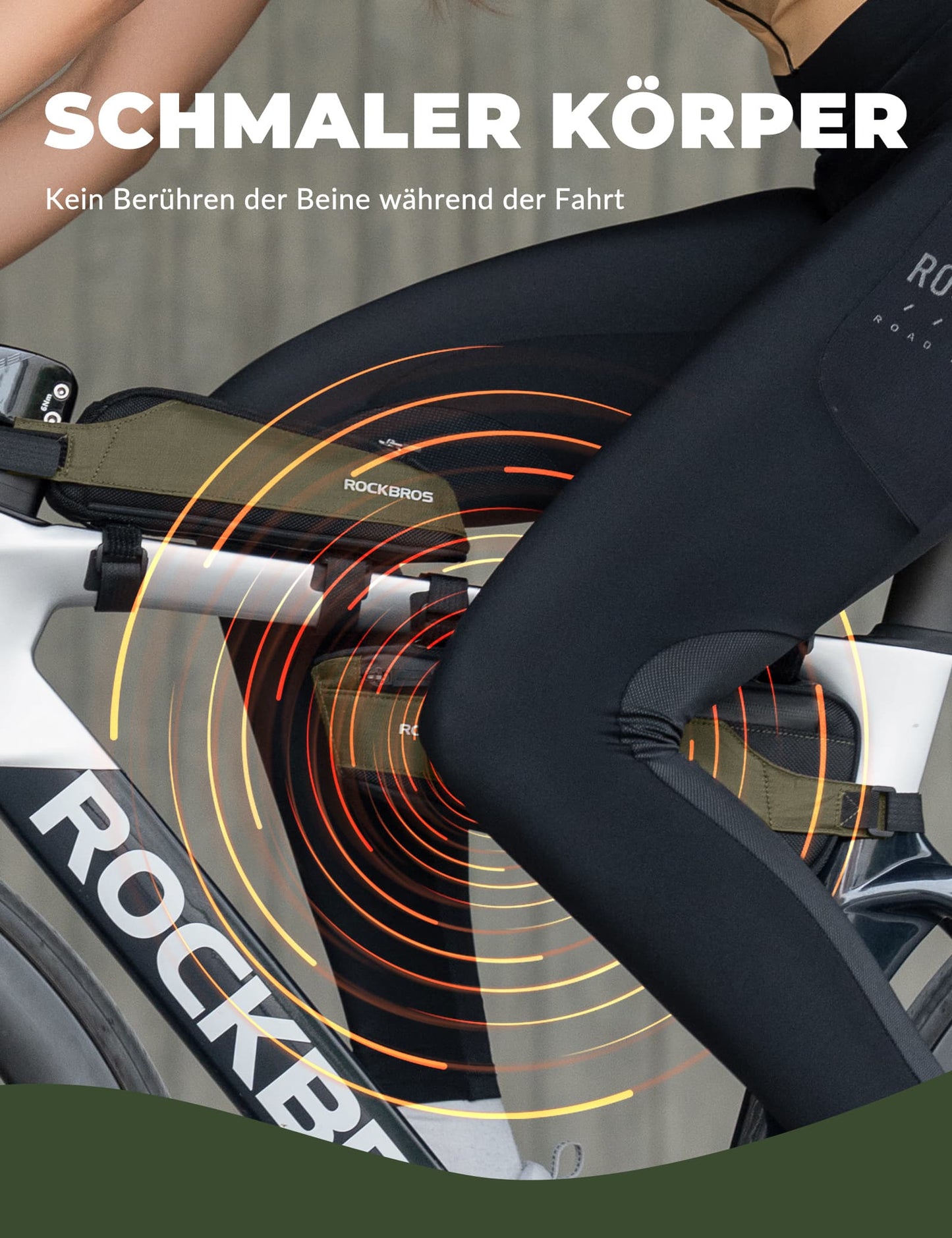 ROCKBROS Fahrradtasche Reflektierende Oberrohrtasche Dunkelgrün 0.65L