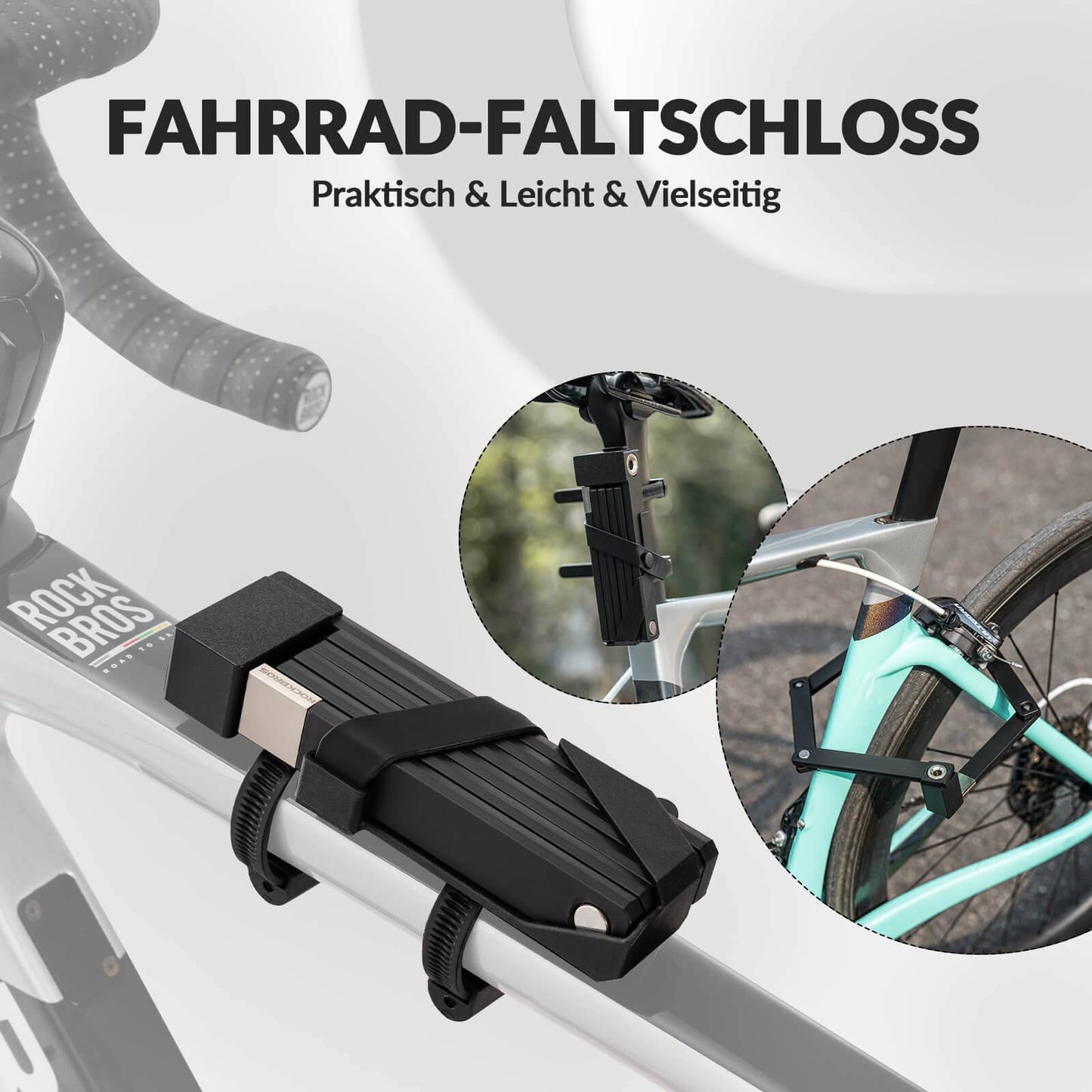 ROCKBROS Faltschloss Fahrradschloss mit Halterung
