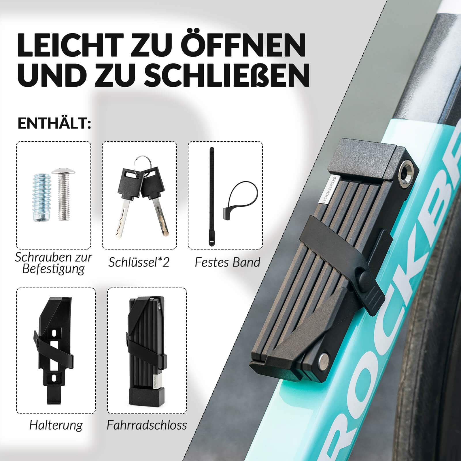 jako o fahrradschloss ROCKBROS Faltschloss Fahrradschloss mit Halterung – Unimother