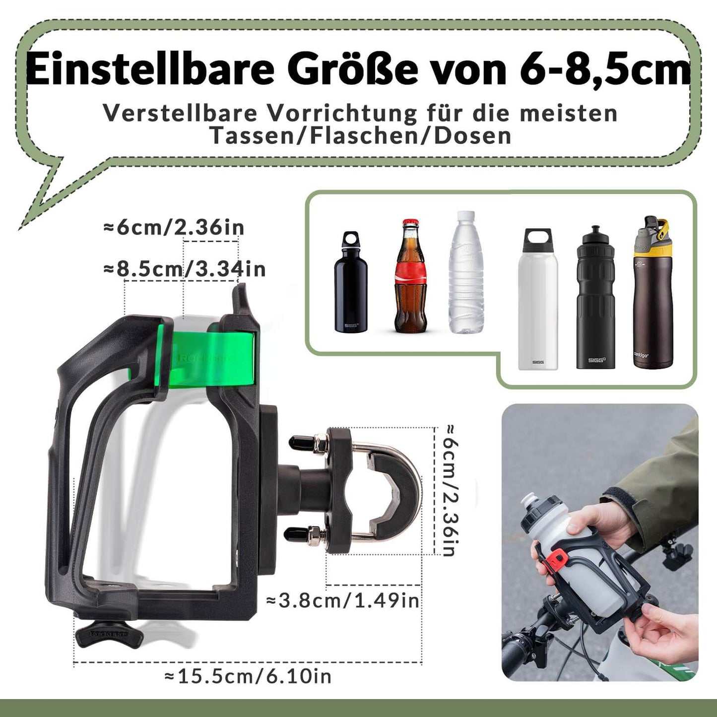 ROCKBROS Flaschenhalter Einstellbar Fahrrad Getränkehalter 360° Drehbar
