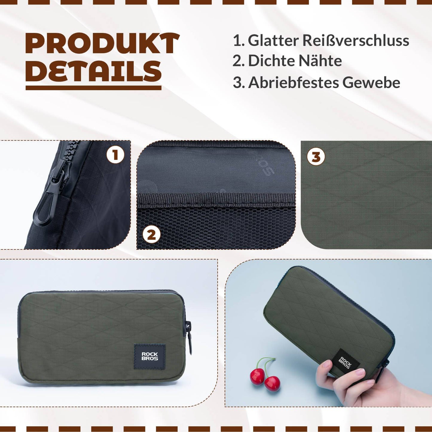 ROCKBROS Geldbörse Portemonnaie Geldbeutel Handytasche für Kreditkarte Schlüssel