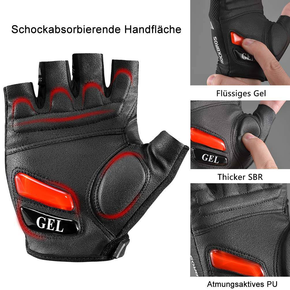 ROCKBROS Halbfinger MTB Handschuhe für Herren und Damen rutschfeste