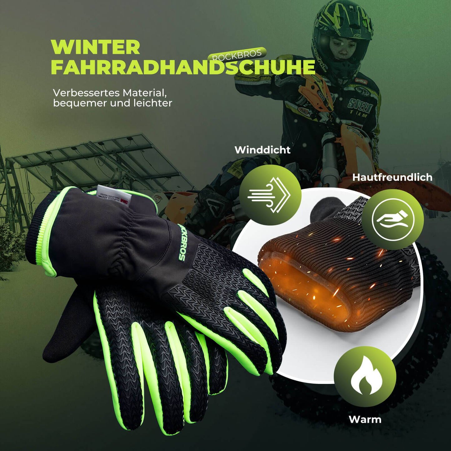ROCKBROS Handschuhe Fahrradhandschuhe Touchscreen Thinsulate Skihandschuh