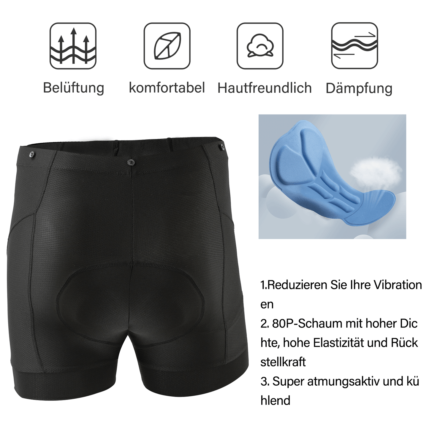 ROCKBROS Herren Radhose mit abnehmbarer gepolsterter