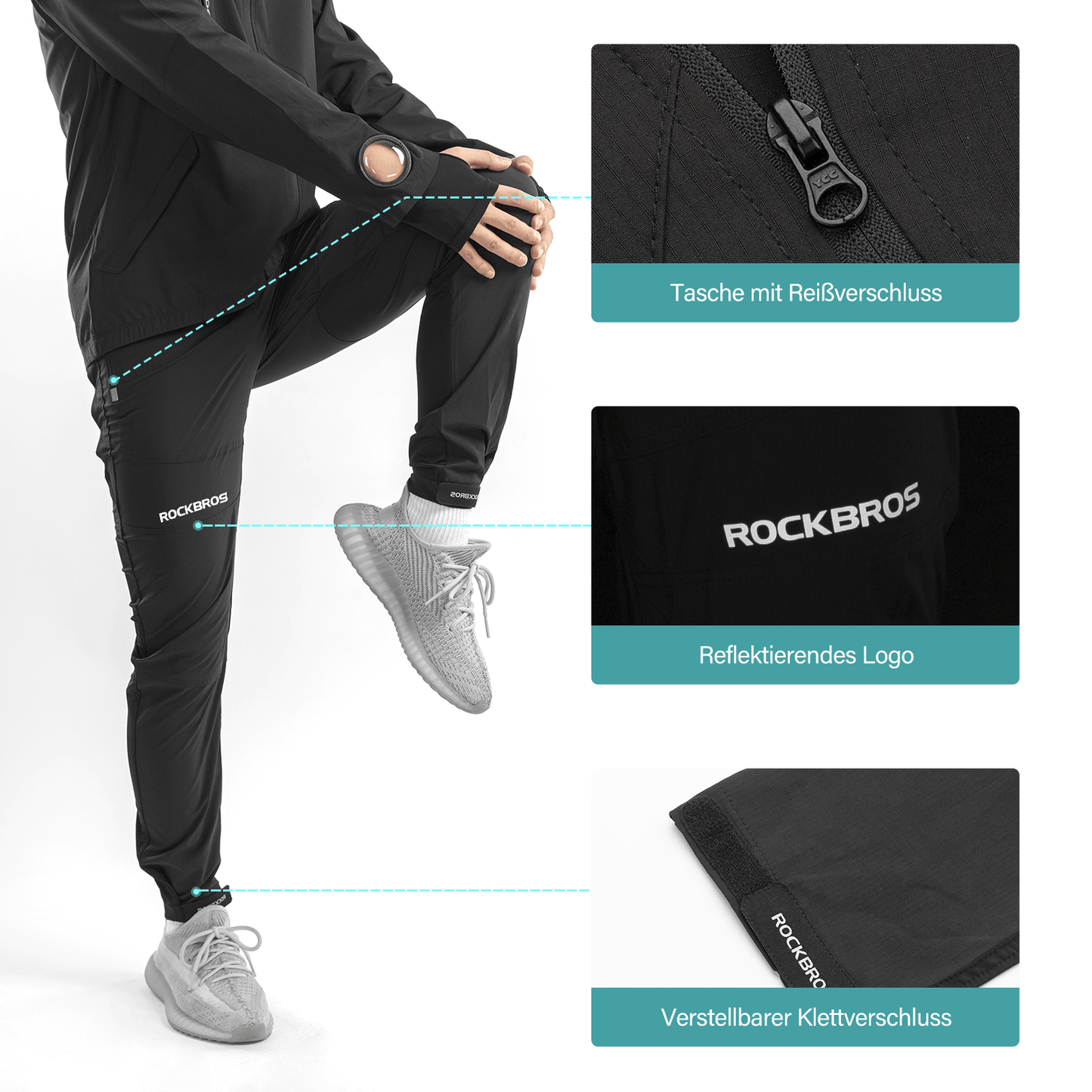 ROCKBROS Herren Radhose mit abnehmbarer gepolsterter