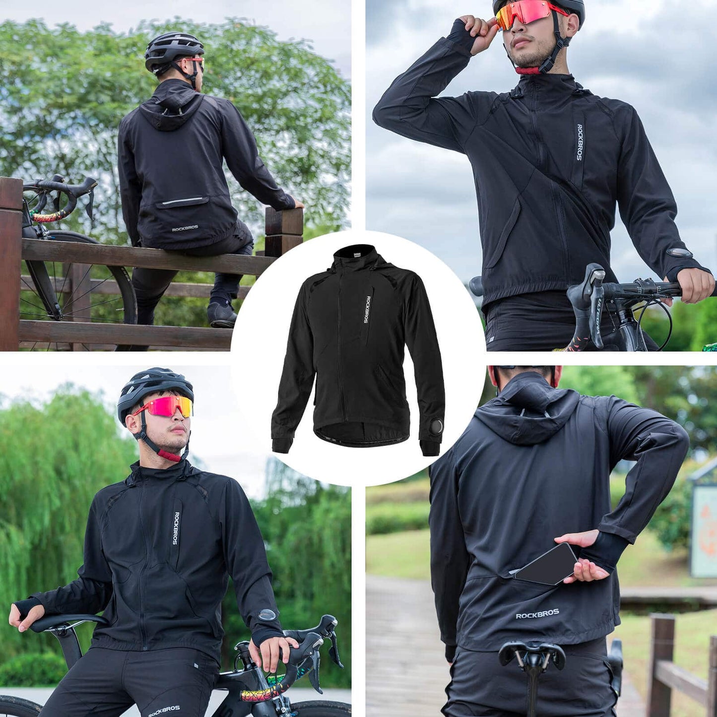 ROCKBROS Herren Softshelljacke atmungsaktiv Fahrradjacke Sommer/Herbst