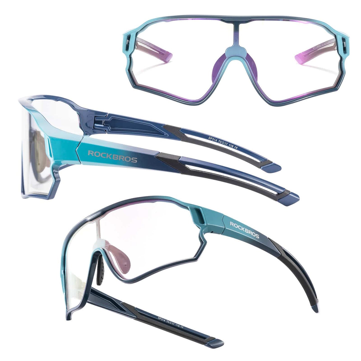 ROCKBROS Kinder Fahrradbrille UV400-Schutz Selbsttönend Sonnenbrille