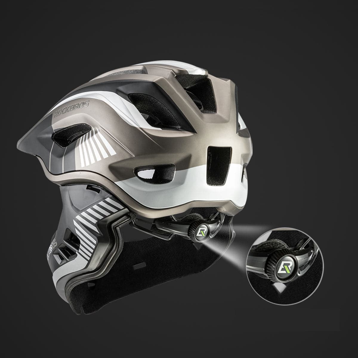 ROCKBROS Kinder helm Integriert Fahrradhelm mit Abnehmbarem Kinnschutz