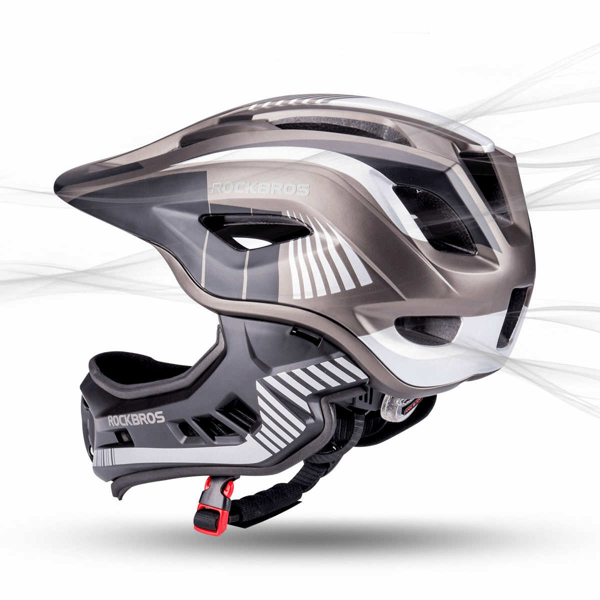 ROCKBROS Kinder helm Integriert Fahrradhelm mit Abnehmbarem Kinnschutz