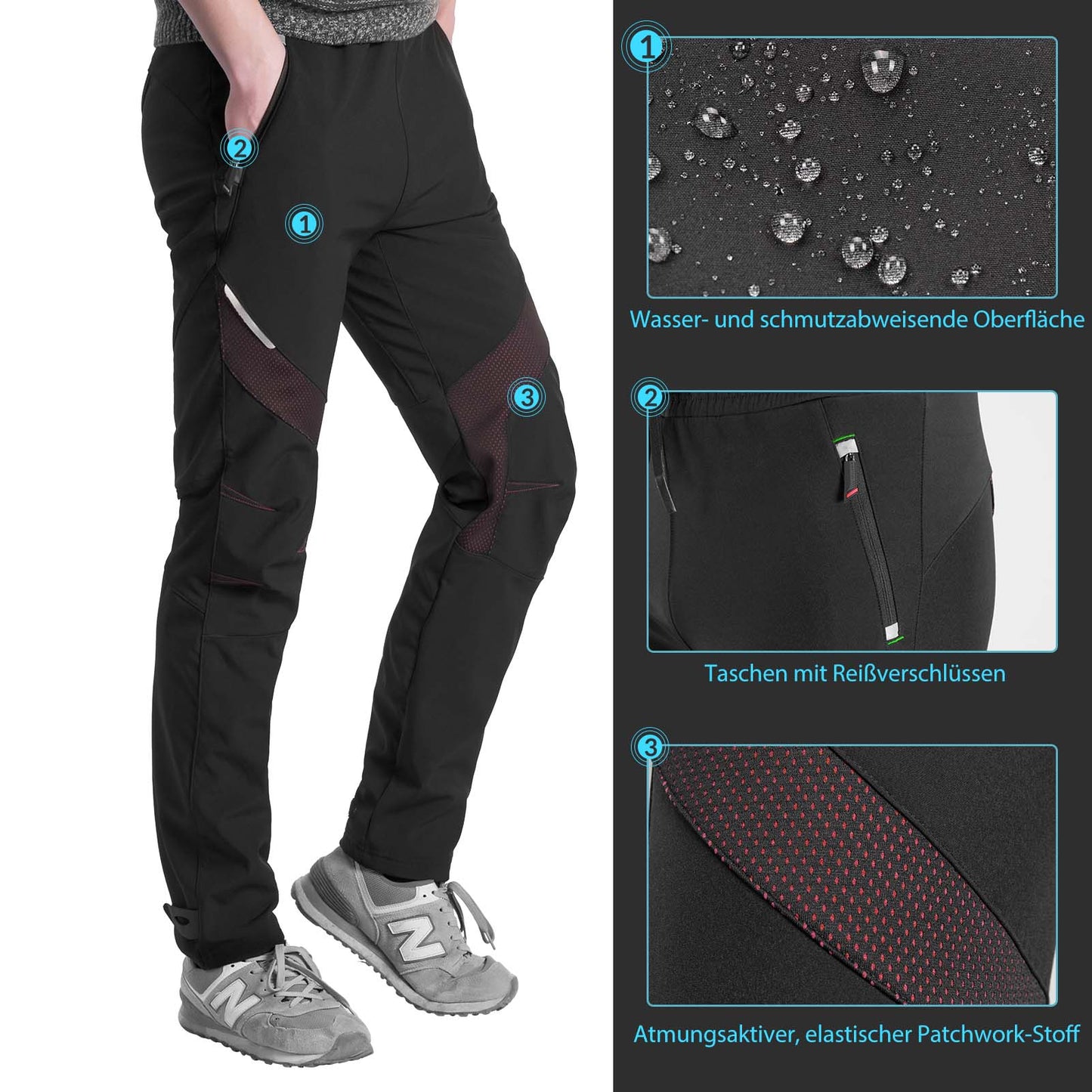 ROCKBROS Lange Fahrradhose Herren Winter Radhose Winddicht Warm
