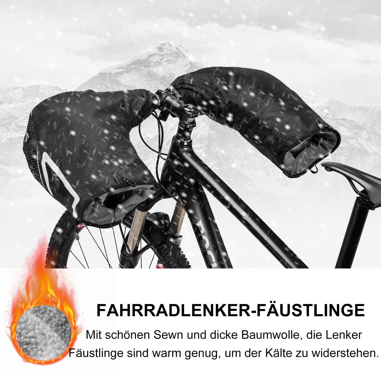 ROCKBROS Lenkerstulpen Lenker Gefüttert Abdichtung Handschuhe Schwarz