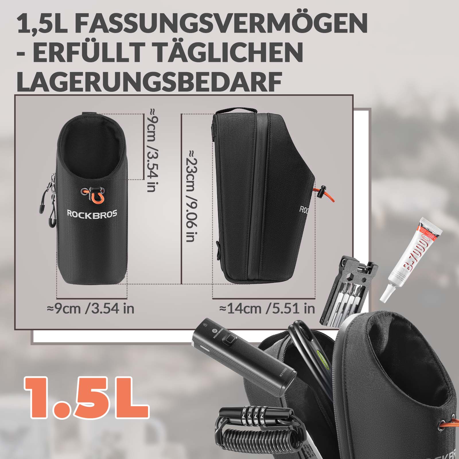 lenkertasche mit flaschenhalter ROCKBROS Lenkertasche Flaschentasche Trinkflaschenhalter Multifungsi – Unimother