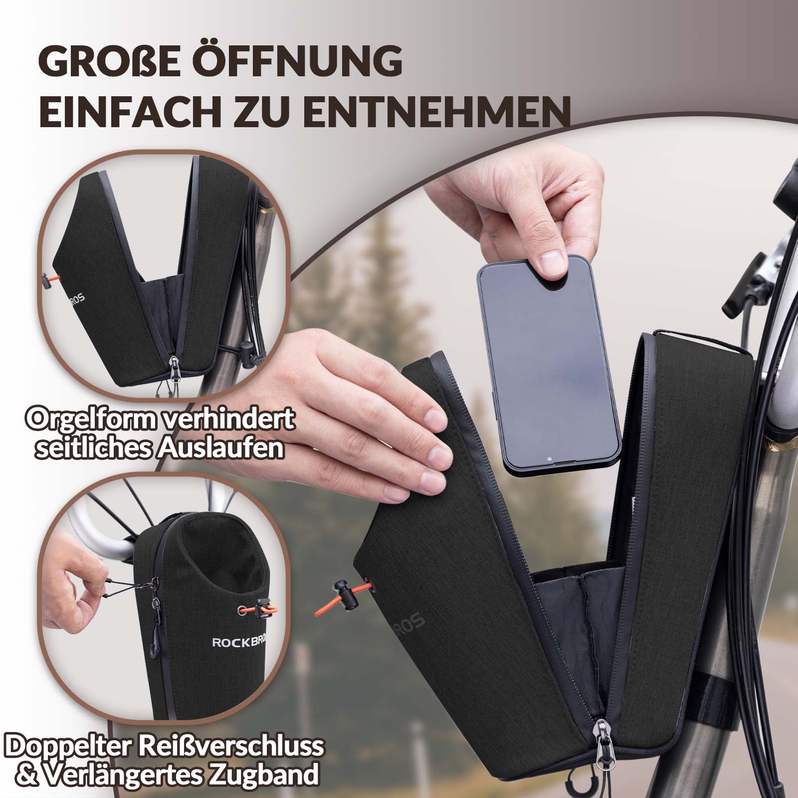 lenkertasche mit flaschenhalter ROCKBROS Lenkertasche Flaschentasche Trinkflaschenhalter Monitoiminen – Unimother