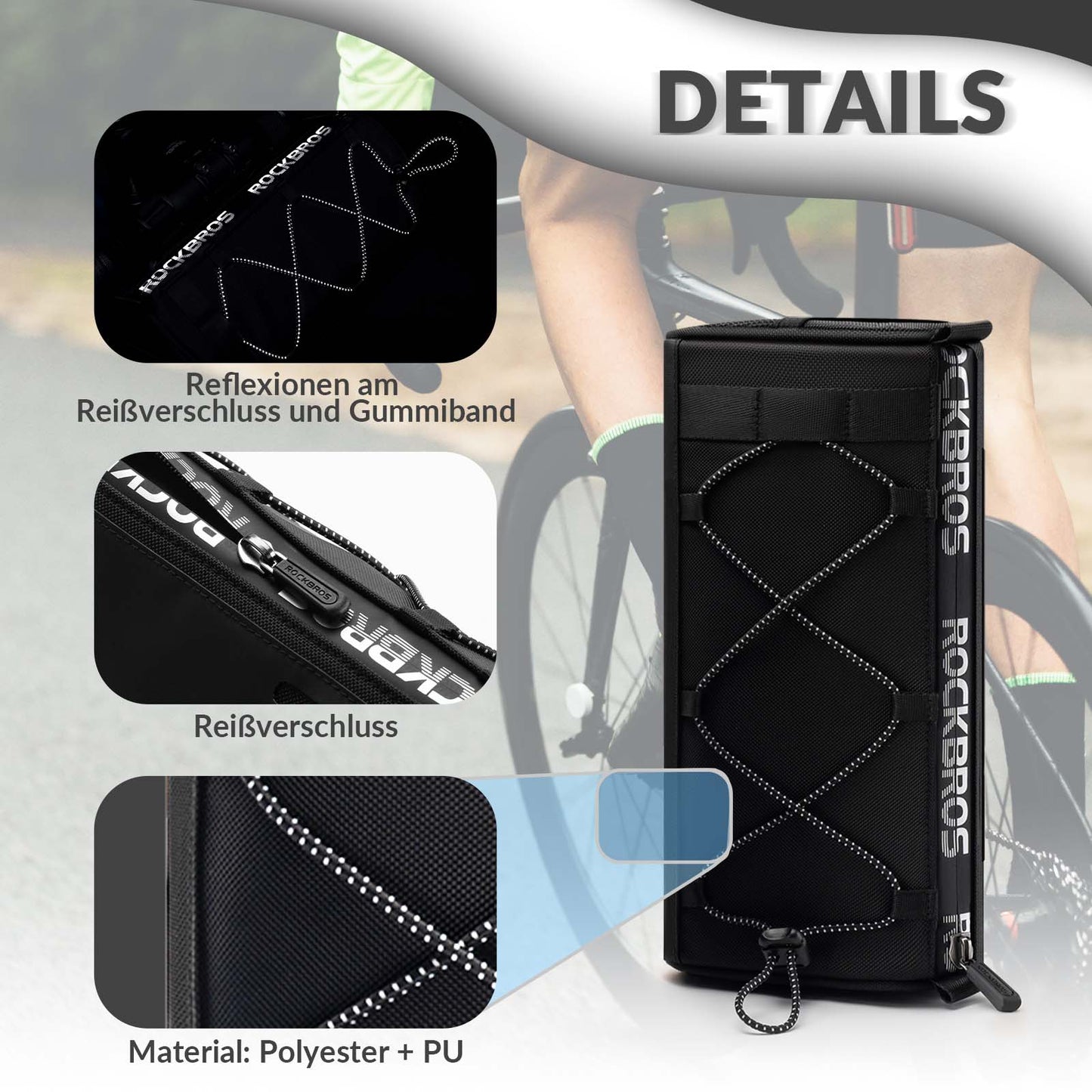 ROCKBROS Lenkertasche Multifunktionale Fahrradlenkertasche mit Schultergurt 1,5L