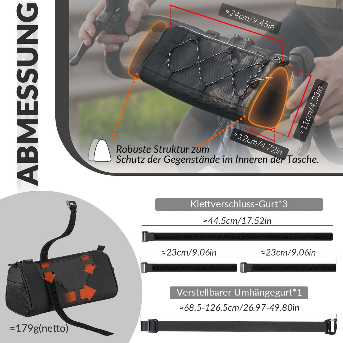 ROCKBROS Lenkertasche Multifunktionale Fahrradlenkertasche mit Schultergurt 1,5L