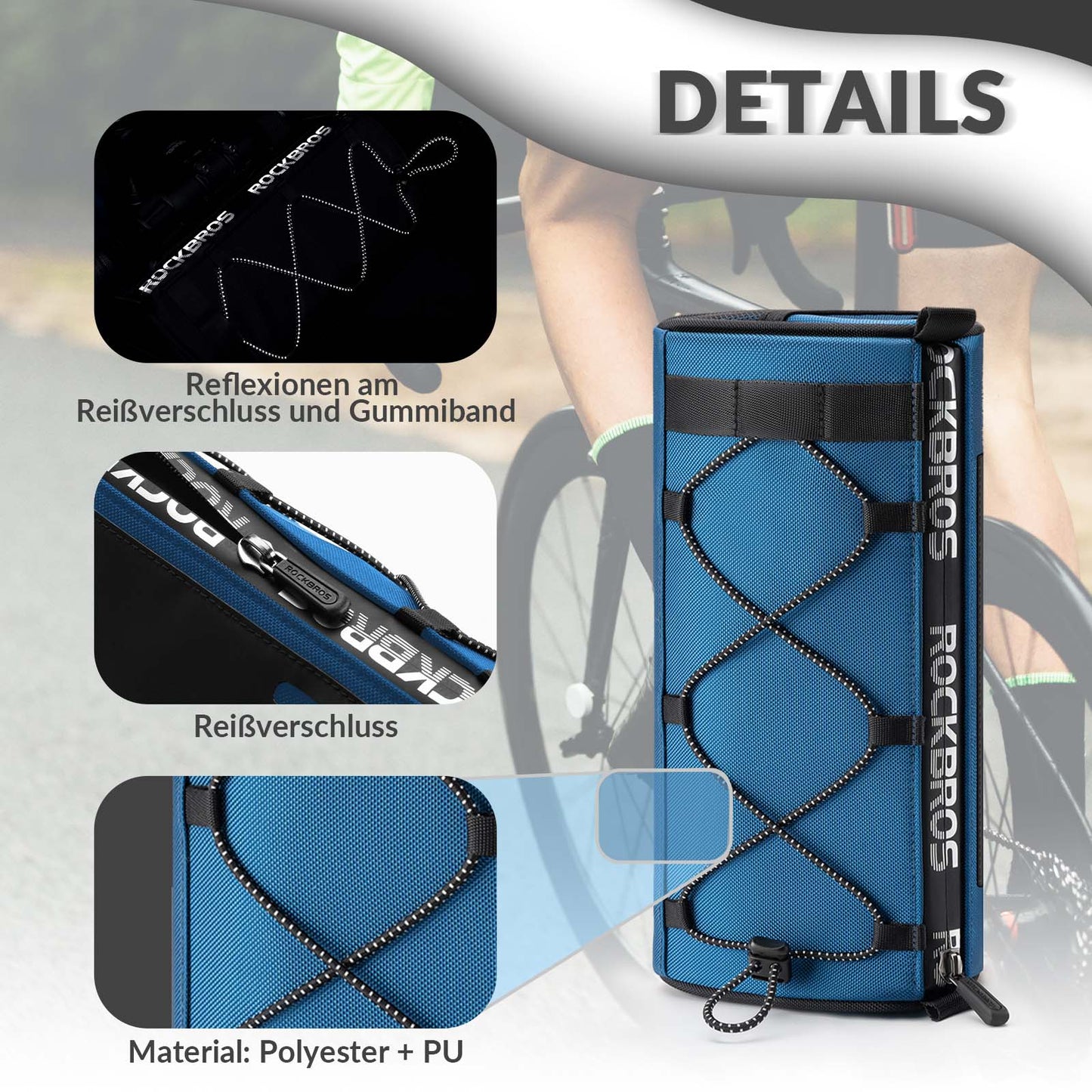 ROCKBROS Lenkertasche Multifunktionale Fahrradlenkertasche mit Schultergurt 1,5L