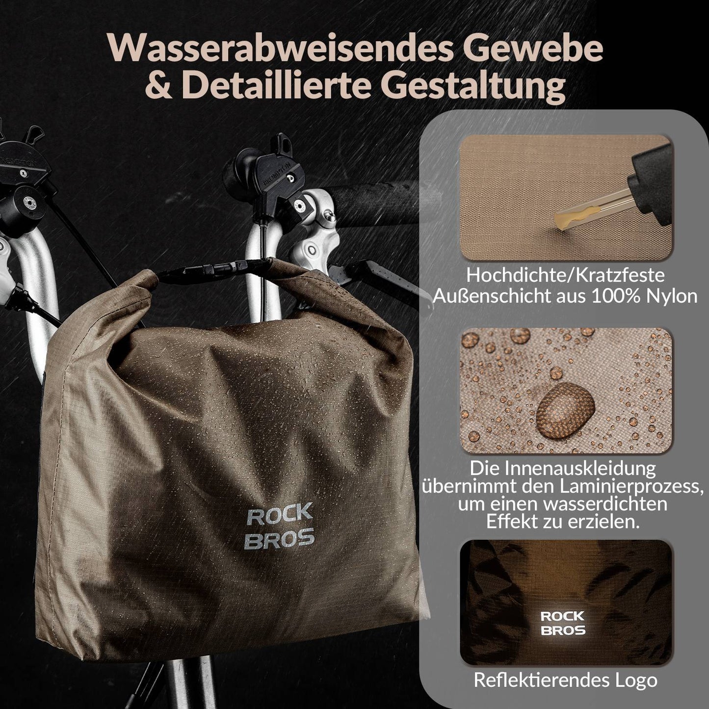 ROCKBROS Lenkertasche Wasserdichte Fahrradkorb Fronttasche Einstellbar 2,5L-4L