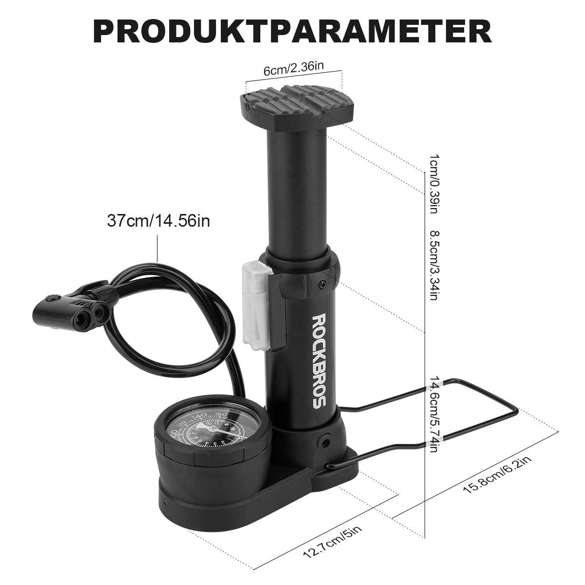 ROCKBROS Mini Fußpumpen Luftpumpe s manometrom
