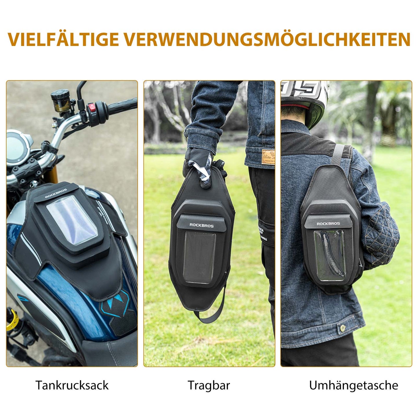 ROCKBROS Motorrad Tankrucksack Wasserdichter Magnet Tanktasche Schwarz