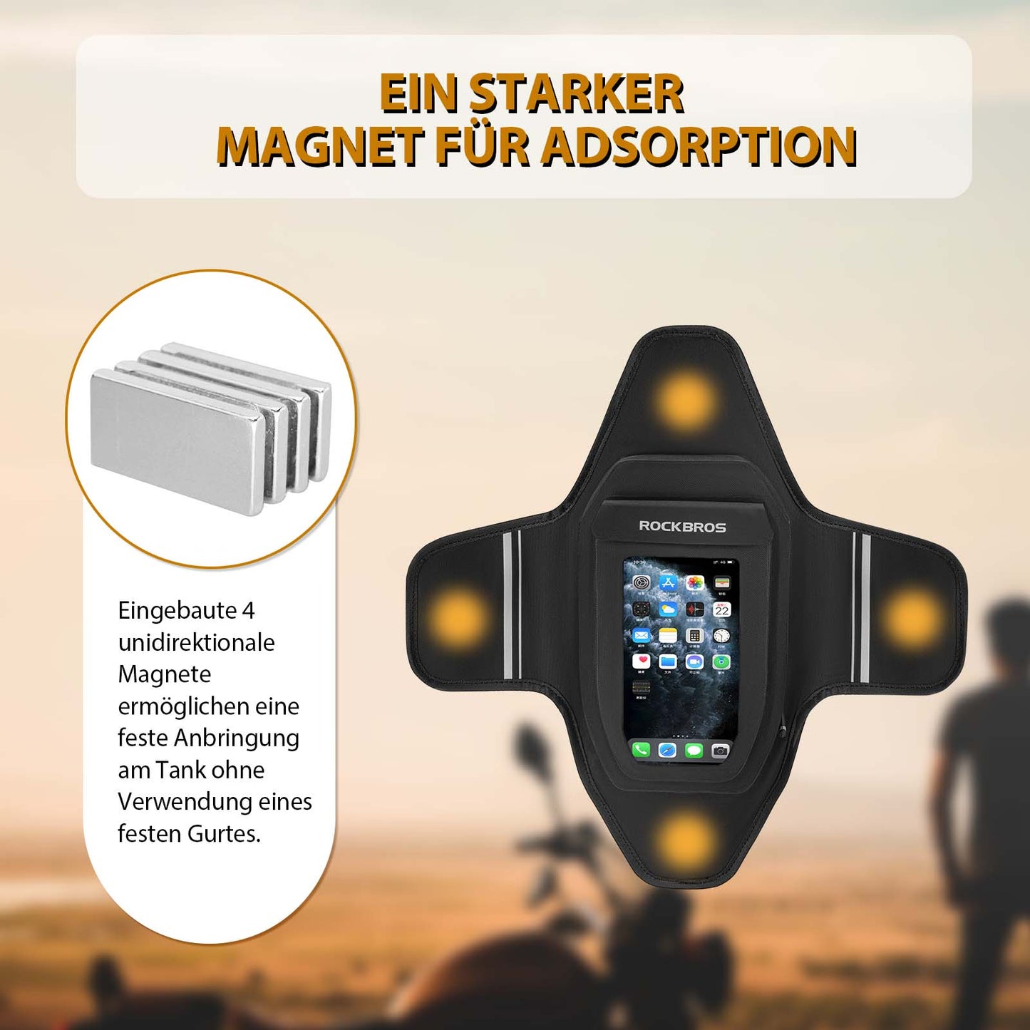 ROCKBROS Motorrad Tankrucksack Wasserdichter Magnet Tanktasche Schwarz