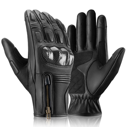 ROCKBROS Motorradhandschuhe Touchscreen Leder Vollfinger Handschuhe Amtungsaktiv