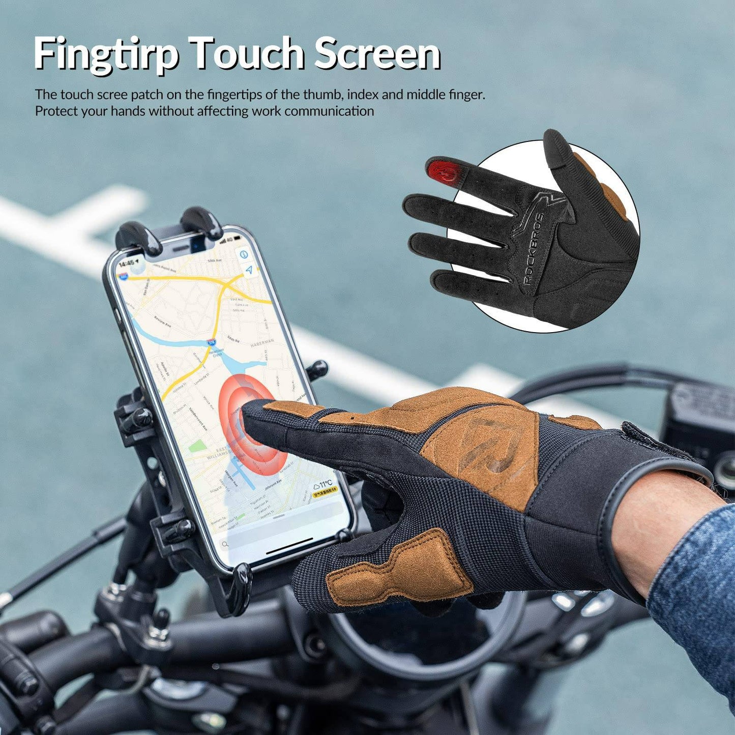 ROCKBROS Motorradhandschuhe Winddichte Touchscreen Herren Handschuhe