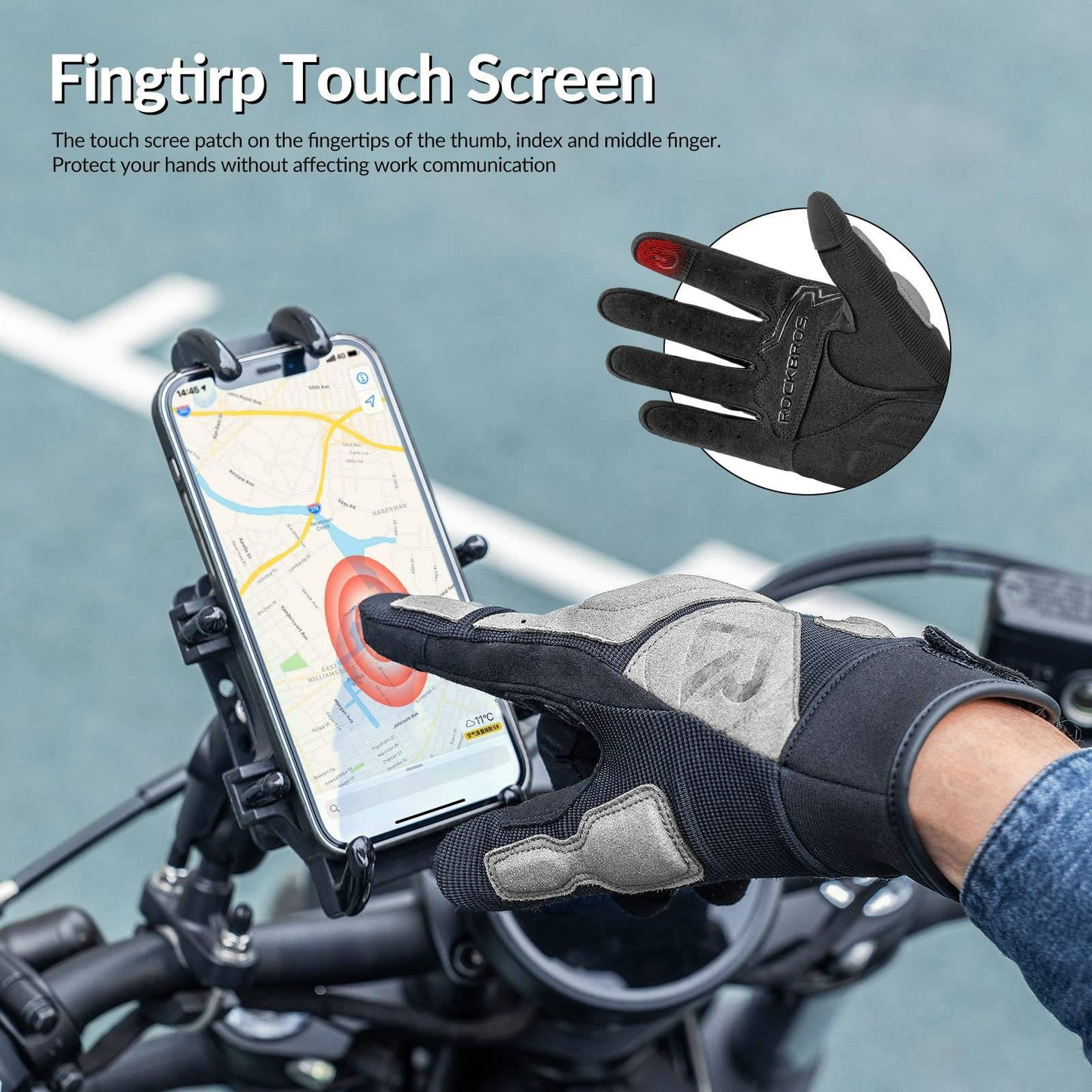 ROCKBROS Motorradhandschuhe Winddichte Touchscreen Herren Handschuhe