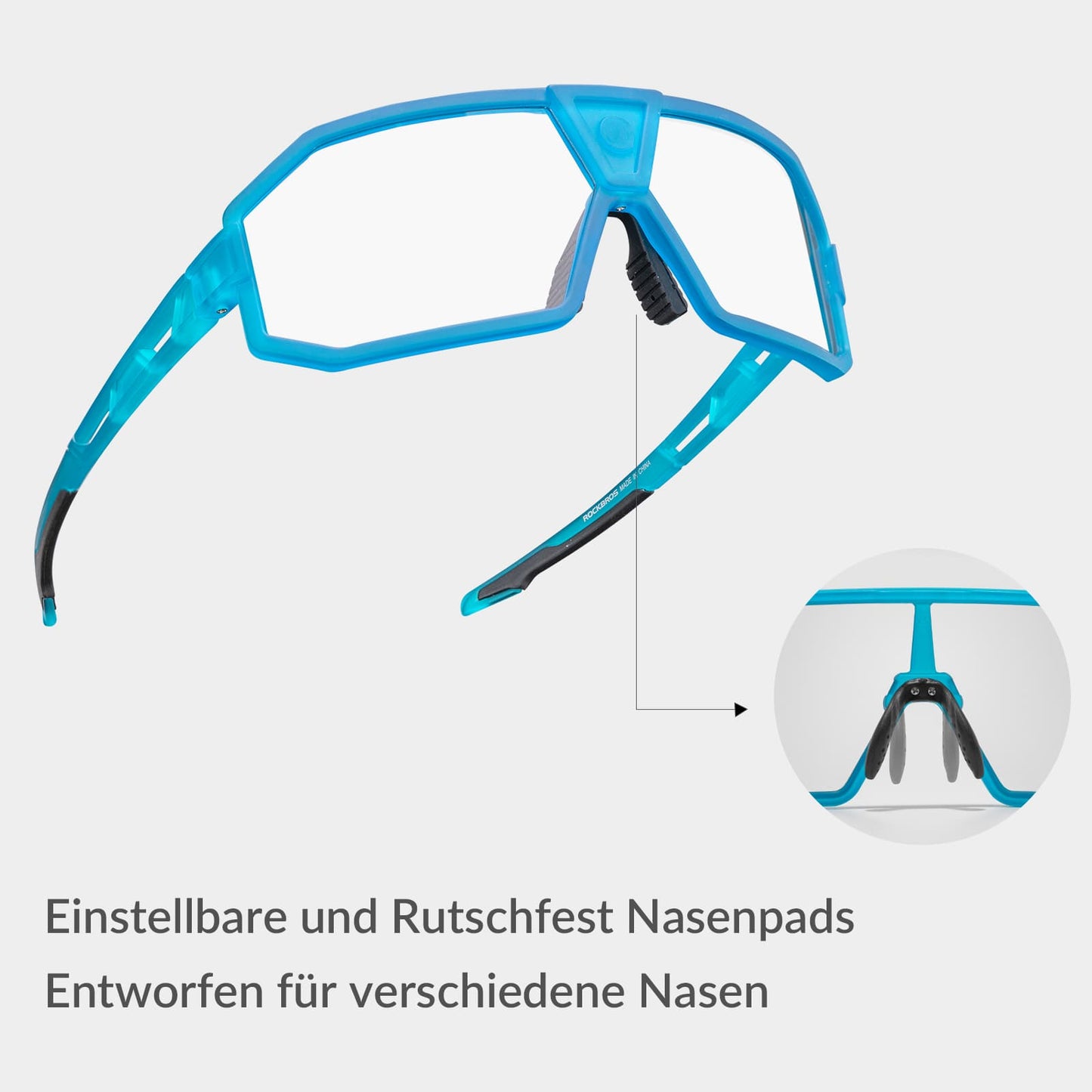 ROCKBROS Photochrome Sonnenbrille UV400-Schutz Fahrradbrille Unisex Blau
