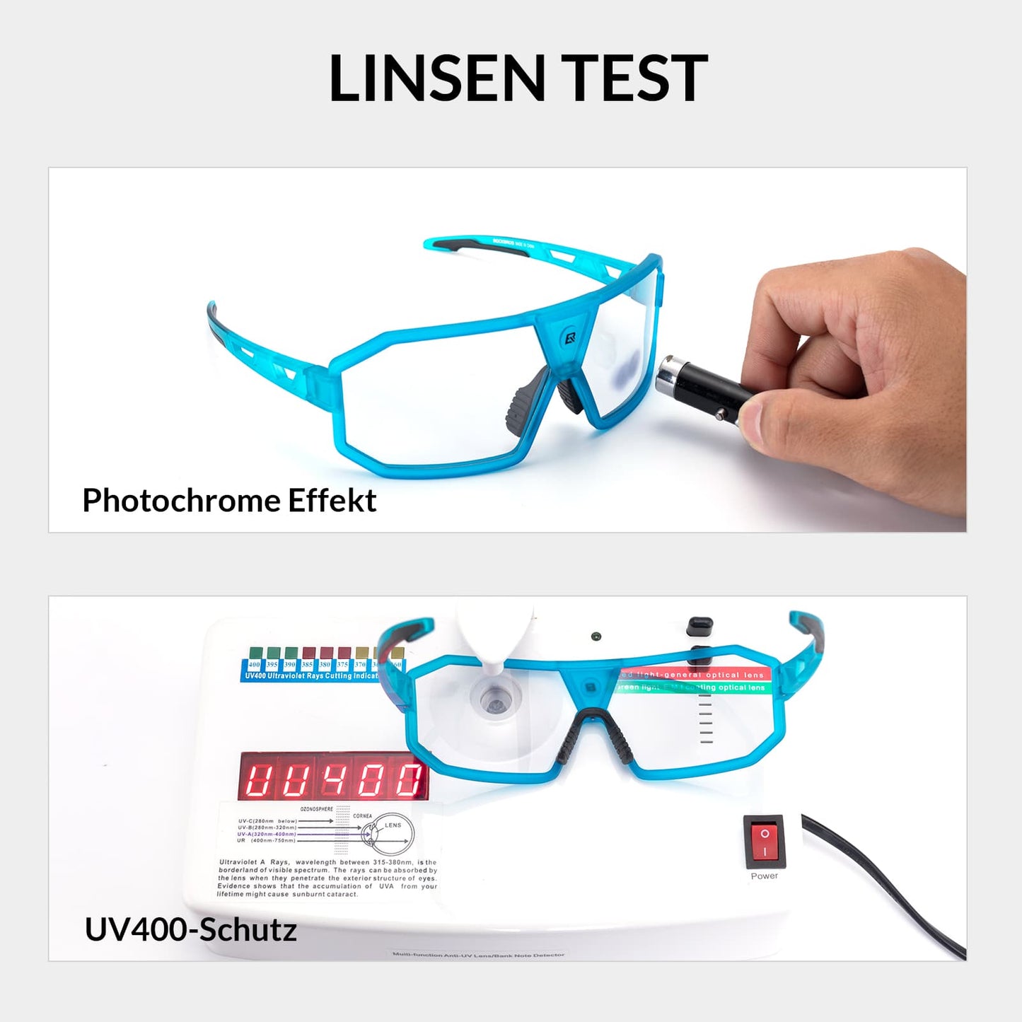 ROCKBROS Photochrome Sonnenbrille UV400-Schutz Fahrradbrille Unisex Blau