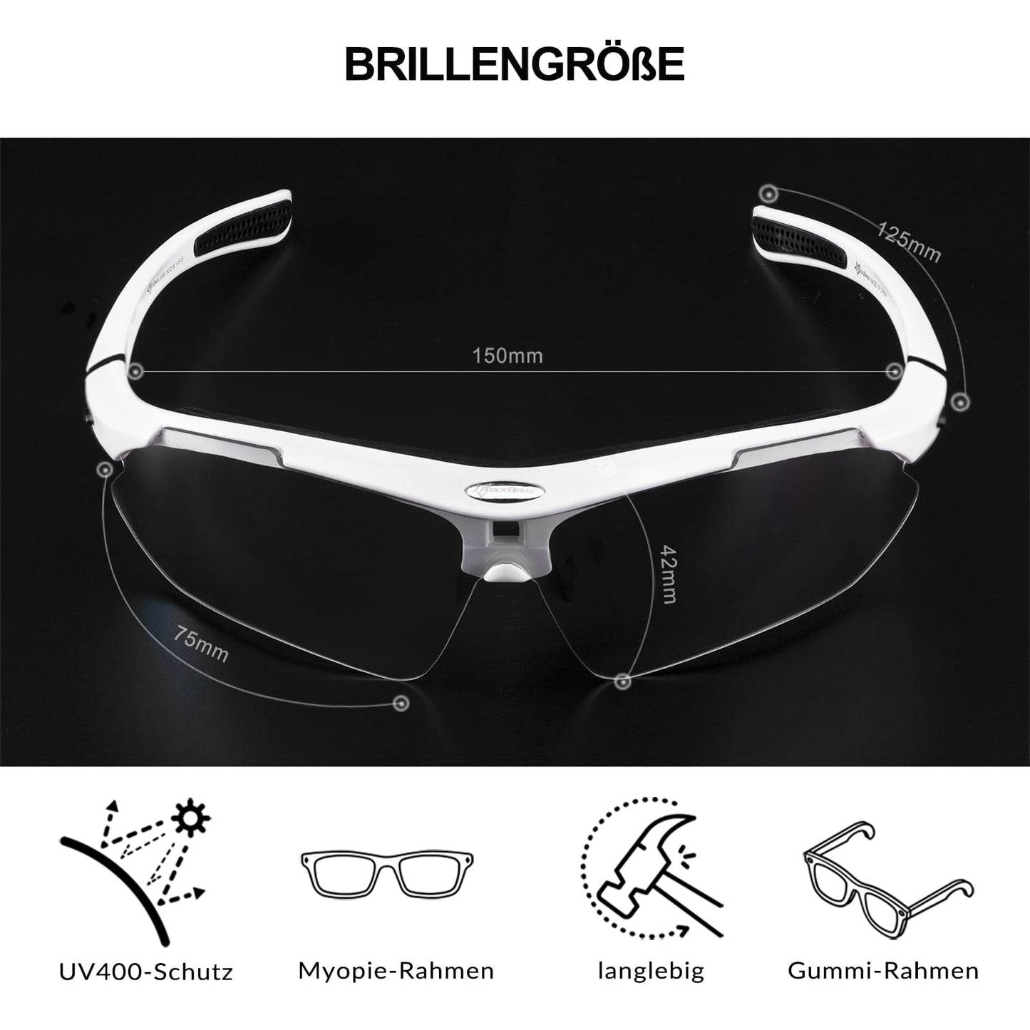 ROCKBROS Photochromic Sportbrillen Mit Austauschbarem Elastischem Stirnband