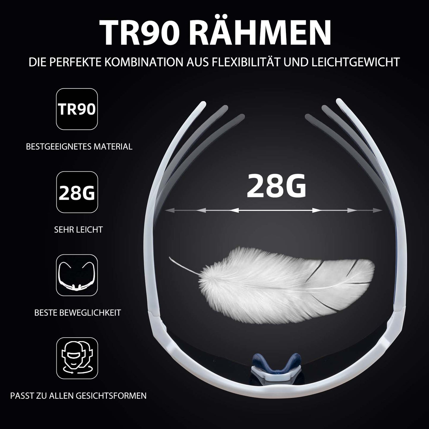 ROCKBROS Polarisierte Fahrradbrille mit 4 Wechselgläser
