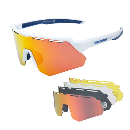 ROCKBROS Polarisierte Fahrradbrille mit 4 Wechselgläser