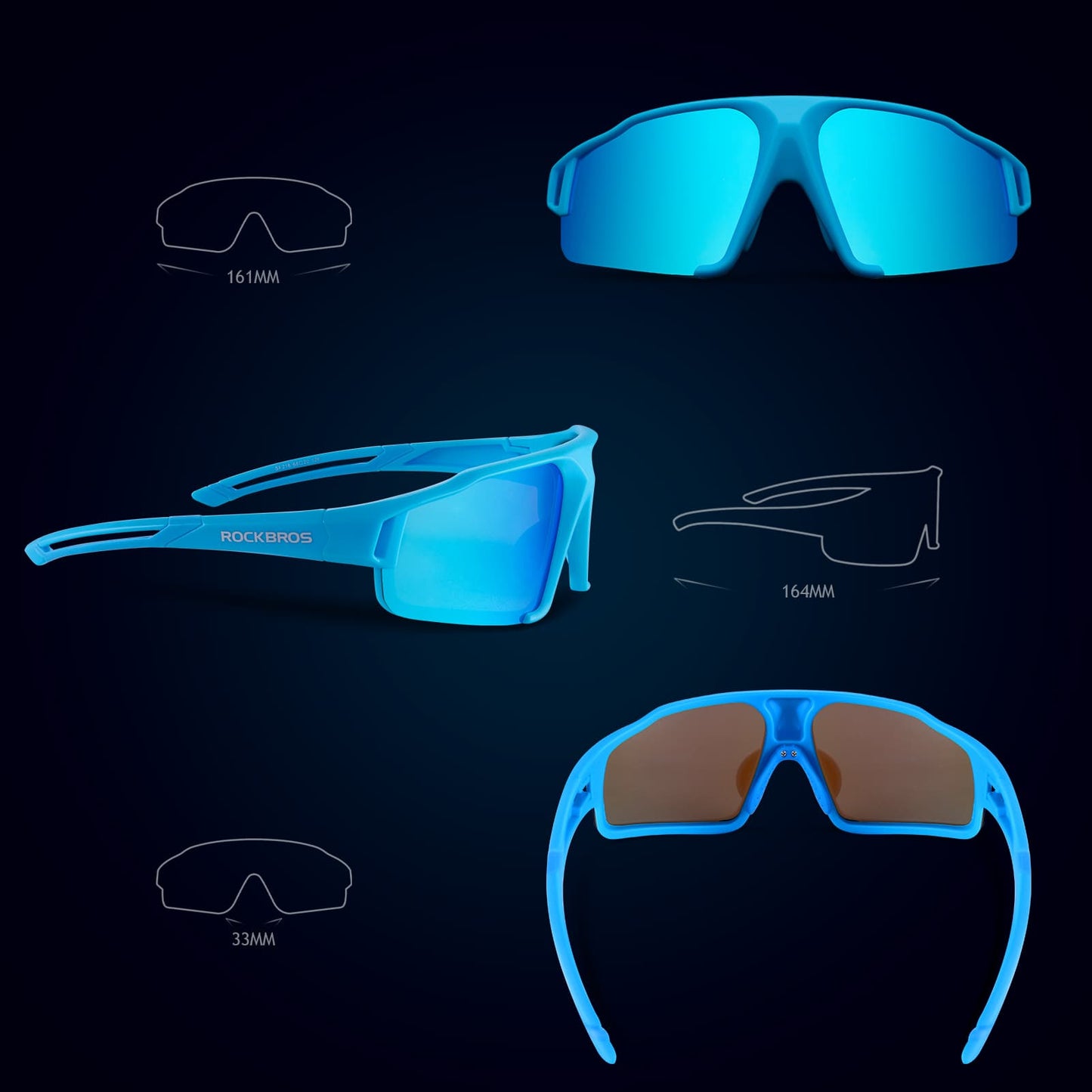 ROCKBROS polarisierte Sonnenbrille mit UV400 Schutz Hellblau Unisex
