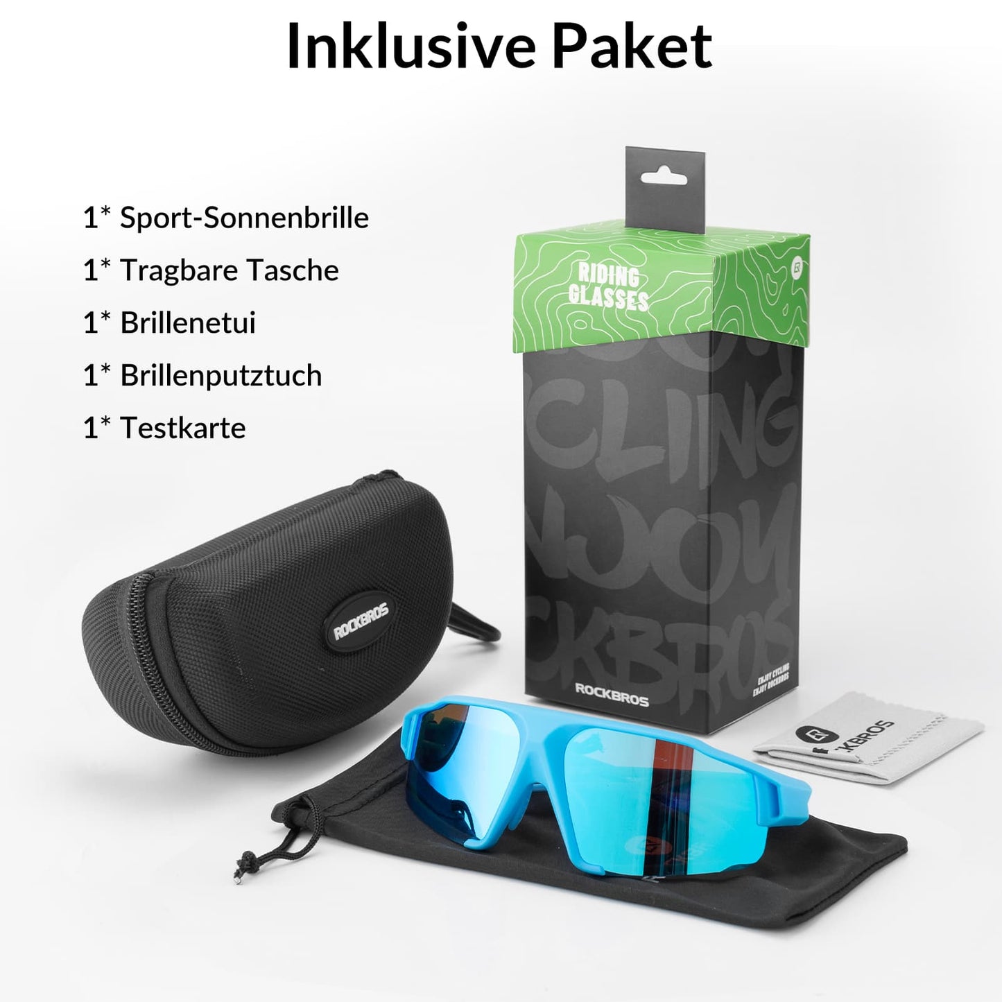 ROCKBROS polarisierte Sonnenbrille mit UV400 Schutz Hellblau Unisex