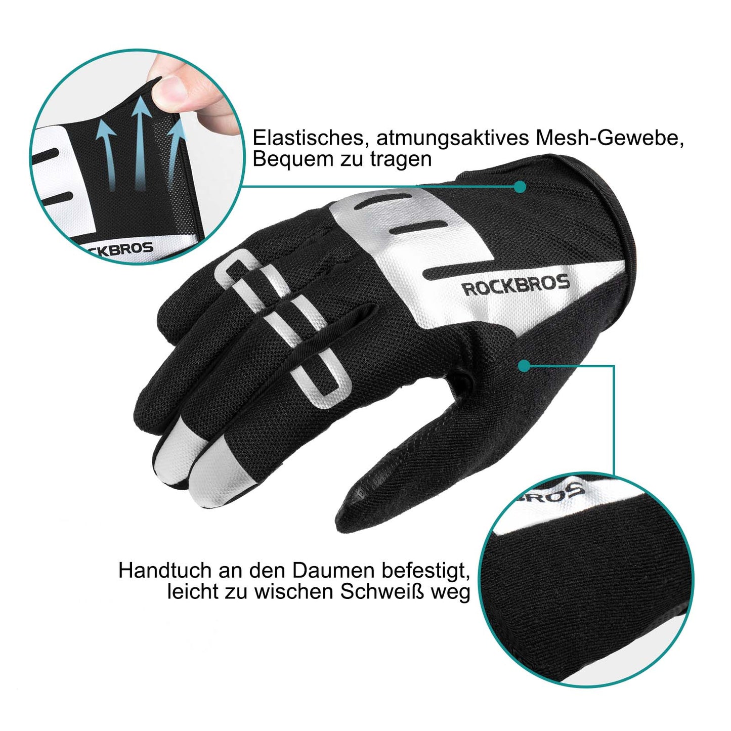 ROCKBROS Reithandschuhe Full Finger SBR Herren Sporthandschuhe M-XXL