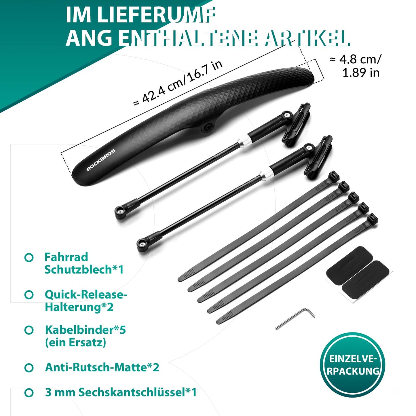 ROCKBROS Rennrad Schutzblech Set für 27,5 Zoll Fahrräder Quick-Release