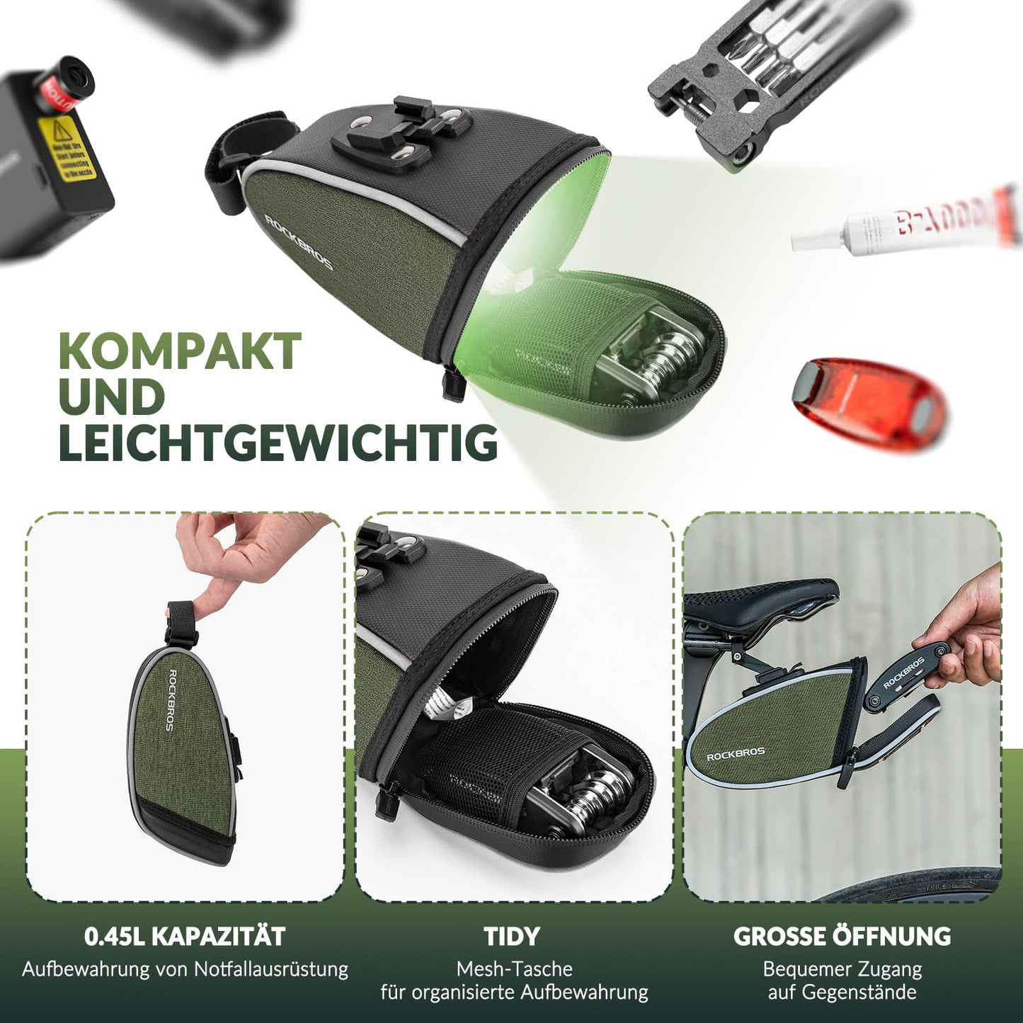 ROCKBROS Satteltaschen Wasserabweisend Werkzeugtasche 2024 neuer Stil