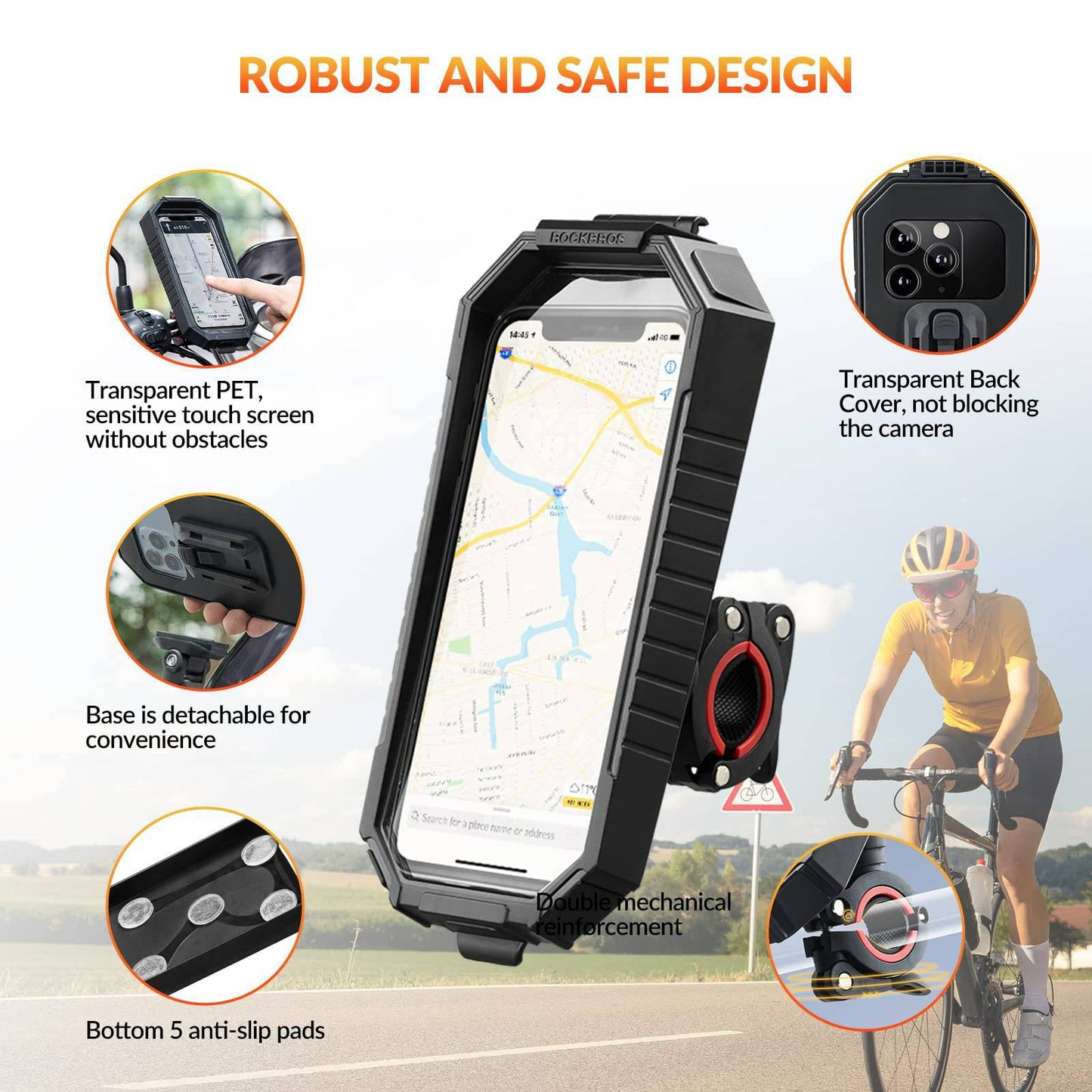 ROCKBROS Smartphone Halterung 360° Drehbar für 6,8 Zoll Smartphone